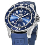 Breitling Superocean II 44mm Blue Dial Blue Rubber Strap Watch for Men - A17392D8/C910/158S/A20SS.1