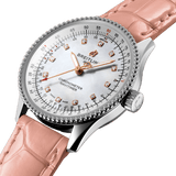 Breitling Navitimer Automatic 35 Mother of Pearl Dial Pink Leather Strap Watch for Women - A17395211A1P3