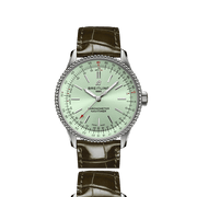 Breitling Navitimer Automatic 35 Green Dial Green Leather Strap Watch for Women - A17395361L1P1