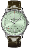 Breitling Navitimer Automatic 35 Green Dial Green Leather Strap Watch for Women - A17395361L1P1