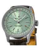 Breitling Navitimer Automatic 35 Green Dial Green Leather Strap Watch for Women - A17395361L1P1