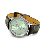 Breitling Navitimer Automatic 35 Green Dial Green Leather Strap Watch for Women - A17395361L1P1