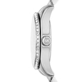 Michael Kors Lexington Lux Three Hand Mother of Pearl Silver Dial Silver Steel Strap Watch for Women - MK7445