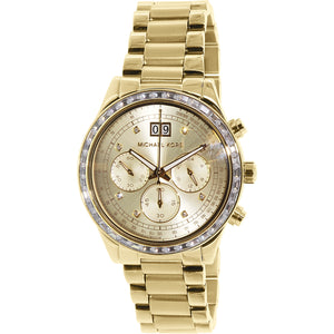 Michael Kors Brinkley Diamonds Gold Dial Gold Steel Strap Watch for Women - MK6187