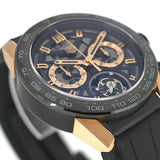 Tag Heuer Carrera Chronograph Tourbillion Titianium & Gold Black Dial Black Leather Strap Watch for Men - CAR5A5U.FC6377