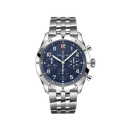 Breitling Avi Chronograph 42 Tribute to Vought F4U Corsair Blue Dial Silver Steel Strap Watch for Men - A233801A1C1A1