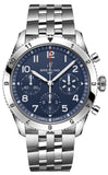 Breitling Avi Chronograph 42 Tribute to Vought F4U Corsair Blue Dial Silver Steel Strap Watch for Men - A233801A1C1A1