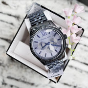 Michael Kors Lexington Chronograph Blue Dial Blue Steel Strap Watch for Men - MK8480