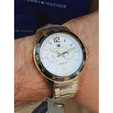 Tommy Hilfiger Sport White Dial Gold Steel Strap Watch for Men - 1791365