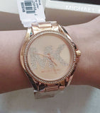 Michael Kors Bradshaw Quartz Rose Gold Dial Rose Gold Steel Strap Watch For Women - MK6556