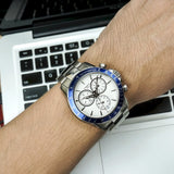 Tissot V8 Quartz T Sport Chronograph Jam Tangan Tali Baja Perak Dial Putih Untuk Pria - T106.417.11.031.00