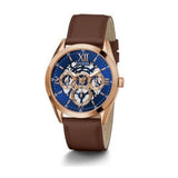 Guess Tailor Analog Blue Dial Brown Leather Strap Watch for Men - GW0389G3