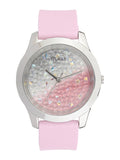 Guess Crush Crystals Silver Dial Pink Rubber Strap Watch for Women - W1223L1