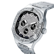 Guess Duke Glitz Black Dial Silver Steel Strap Watch For Men - GW0576G1