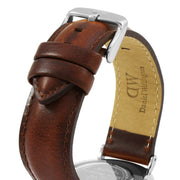 Daniel Wellington Classic St Mawes Black Dial Brown Leather Strap Watch For Men - DW00100130