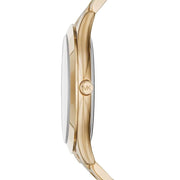 Michael Kors Slim Runway Green Dial Gold Steel Strap Watch for Women - MK3435