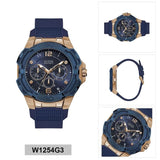 Guess Genesis Quartz Blue Dial Blue Silicone Strap Watch For Men - W1254G3