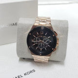 Michael Kors Lennox Chronograph Black Dial Rose Gold Steel Strap Watch For Men - MK8940