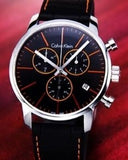 Calvin Klein City Chronograph Black Dial Black Leather Strap Watch for Men - K2G271C1