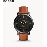 Fossil The Minimalist Black Dial Brown Leather Strap Watch for Men - FS5305