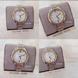 Michael Kors Mindy Three Hand White Dial Two Tone Steel Strap Watch For Women - MK7084