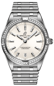 Breitling Chronomat 32 Diamonds White Dial Silver Steel Strap Watch for Women - A77310591A1A1