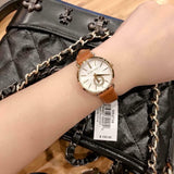 Michael Kors Portia Quartz White Dial Brown Leather Strap Watch For Women - MK2734