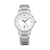 Emporio Armani Classic Quartz White Dial Silver Steel Strap Watch For Men - AR2430