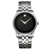 Movado Museum Classic Black Dial Silver Steel Strap Watch For Men - 606504