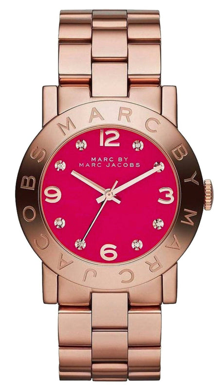 Marc Jacobs Amy Pink Dial Rose Gold Steel Strap Dial Watch for Women