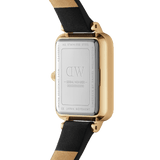 Daniel Wellington Quadro Pressed Melrose Emerald Green Dial Black Leather Strap Watch For Women - DW00100446