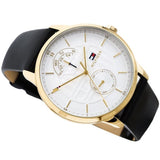 Tommy Hilfiger Hunter White Dial Black Leather Strap Watch for Men - 1791606