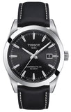 Tissot Gentleman Powermatic 80 Silicium Black Dial Black Leather Strap Watch For Men - T127.407.16.051.00