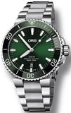 Oris Aquis Date Green Dial Silver Steel Strap Watch for Men - 0173377304157-0782405PEB