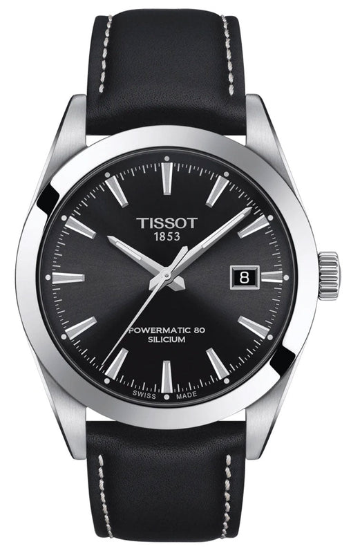 Tissot Gentleman Powermatic 80 Silicium Black Dial Jam Tangan Tali Kulit Hitam Untuk Pria - T127.407.16.051.00