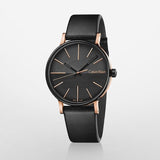 Calvin Klein Boost Black Dial Black Leather Strap Watch for Men - K7Y21TCZ