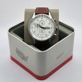 Fossil Retro Pilot Chronograph Silver Dial Brown Leather Strap Watch for Men - FS5809