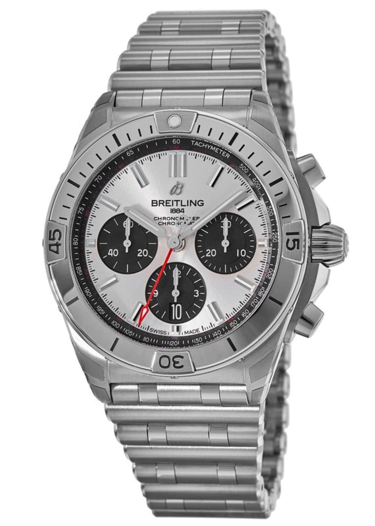 Breitling Chronomat B01 42mm Silver Dial Silver Steel Strap Watch for Men - AB0134101G1A1