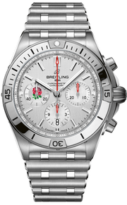 Breitling Chronomat B01 42 Six Nations England White Dial Silver Steel Strap Watch for Men - AB0134A71A1A1