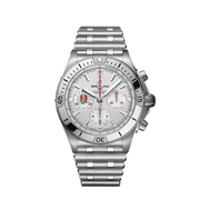 Breitling Chronomat B01 42 Six Nations England White Dial Silver Steel Strap Watch for Men - AB0134A71A1A1