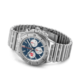 Breitling Chronomat B01 42 Six Nations France Blue Dial Silver Steel Strap Watch for Men - AB0134A81C1A1