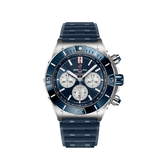 Breitling Super Chronomat B01 44 Blue Dial Blue Rubber Strap Watch for Men - AB0136161C1S1