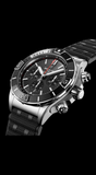 Breitling Super Chronomat B01 44 Black Dial Black Rubber Strap Watch for Men - AB0136251B2S1