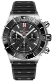 Breitling Super Chronomat B01 44 Black Dial Black Rubber Strap Watch for Men - AB0136251B2S1