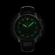 Breitling Navitimer B01 Chronograph 46 Green Dial Black Leather Strap Watch for Men - AB0137241L1P1