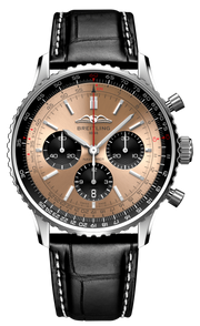 Breitling Navitimer B01 Chronograph 43 Brown Dial Black Leather Strap Watch for Men - AB0138241K1P1