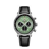 Breitling Navitimer B01 Chronograph 43 Green Dial Black Leather Strap Watch for Men - AB0138241L1P1