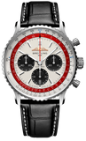 Breitling Navitimer B01 Chronograph 43 Boeing 747 White Dial Black Leather Strap Watch for Men - AB01383B1G1P1