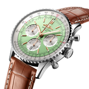 Breitling Navitimer B01 Chronograph 41 Green Dial Brown Leather Strap Watch for Men - AB0139211L1P1