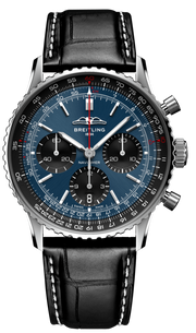 Breitling Navitimer B01 Chronograph 41 Blue Dial Black Leather Strap Watch for Men - AB0139241C1P1